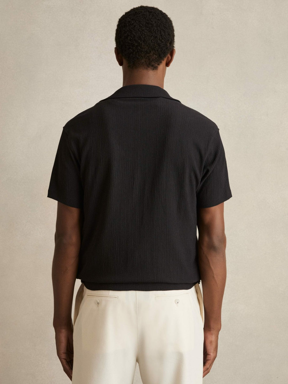 Reiss | Graphic Print Cuban-Collar Shirt in Black