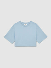Reiss | 3-9 yrs Cotton Oversized Cropped T-Shirt in Blue