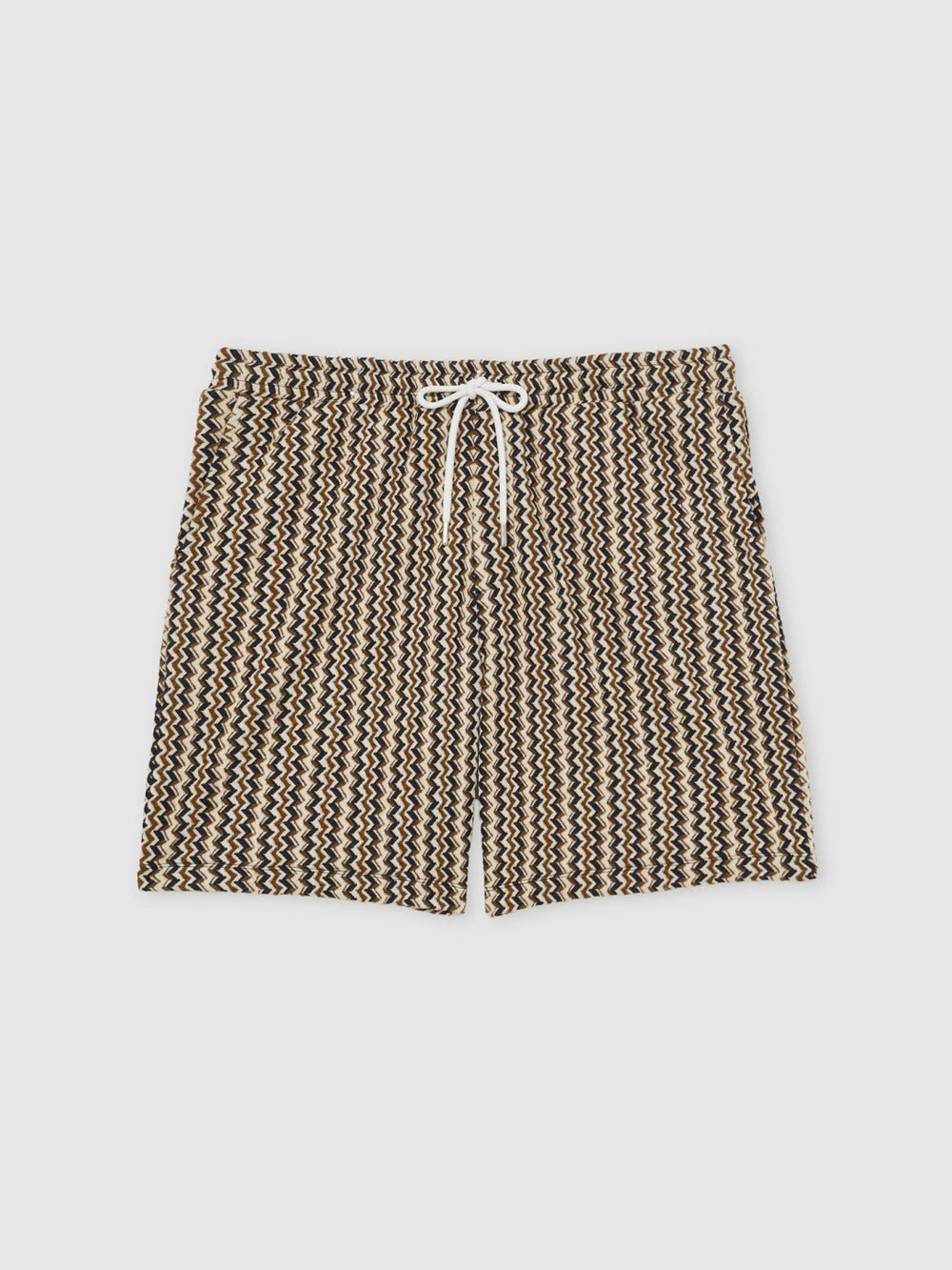 Reiss | Zig-Zag Knit Drawstring Shorts in Tobacco Brown