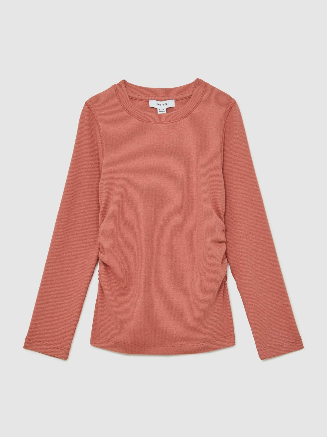 Reiss | 9-13 yrs Cotton Ruched Long-Sleeve T-Shirt with Stretch in Rose