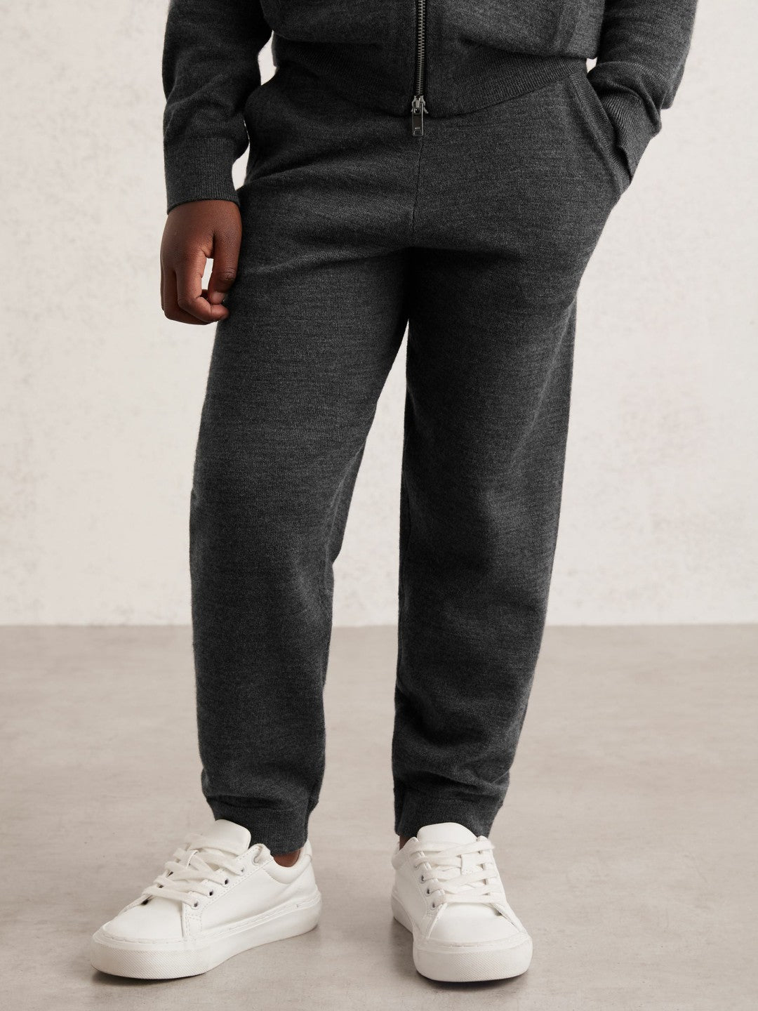 Reiss | 13-14 yrs Merino Wool Cuffed Joggers in Derby Grey Melange