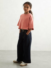 Reiss | 9-13 yrs Cotton Oversized Cropped T-Shirt in Rose