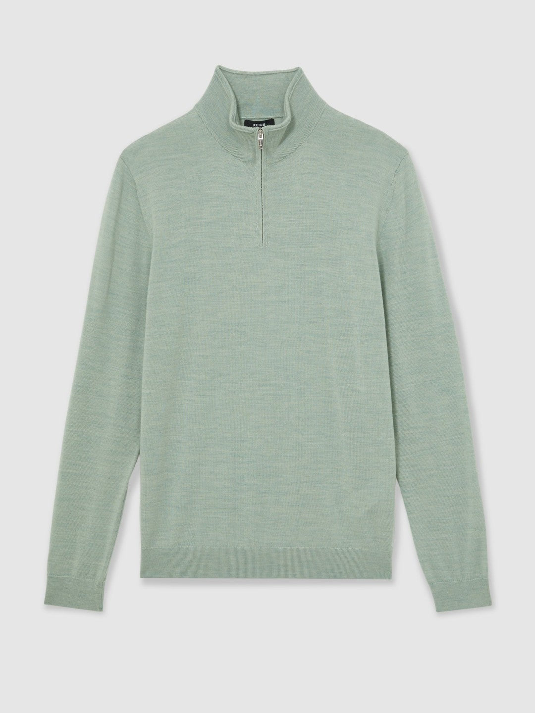 Reiss | Merino Wool Half-Zip Jumper in Sage Green Melange