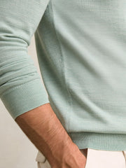 Reiss | Merino Wool Half-Zip Jumper in Sage Green Melange