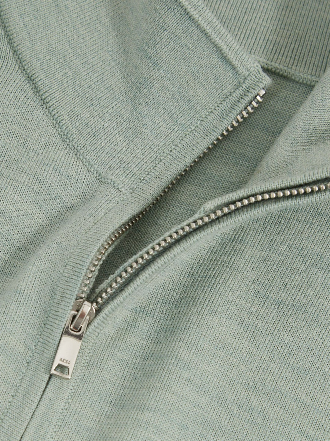 Reiss | Merino Wool Half-Zip Jumper in Sage Green Melange