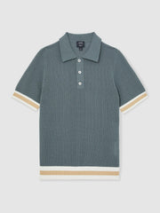Reiss | | Ché Cotton Knit Polo Shirt in Airforce Blue