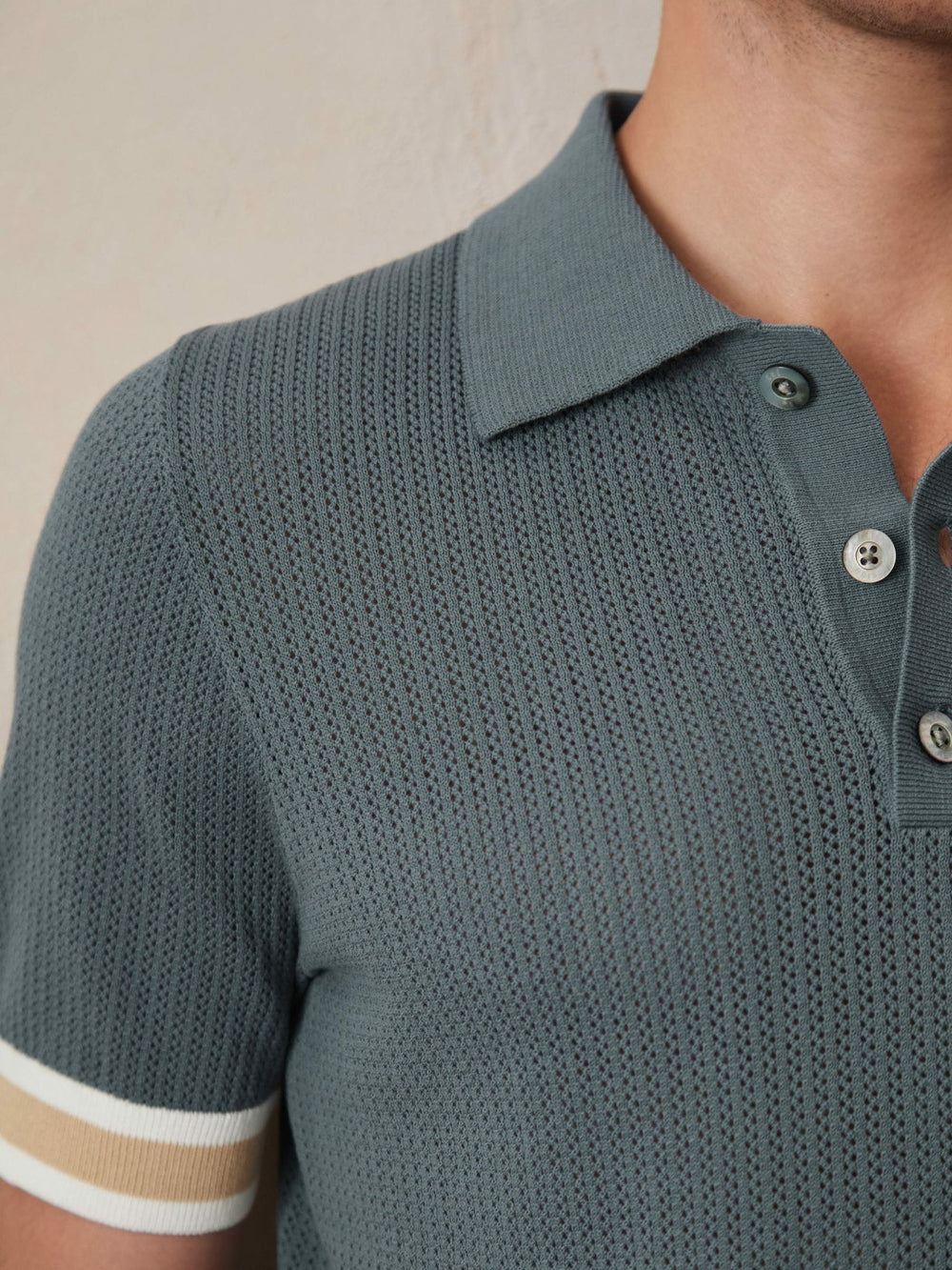 Reiss | | Ché Cotton Knit Polo Shirt in Airforce Blue