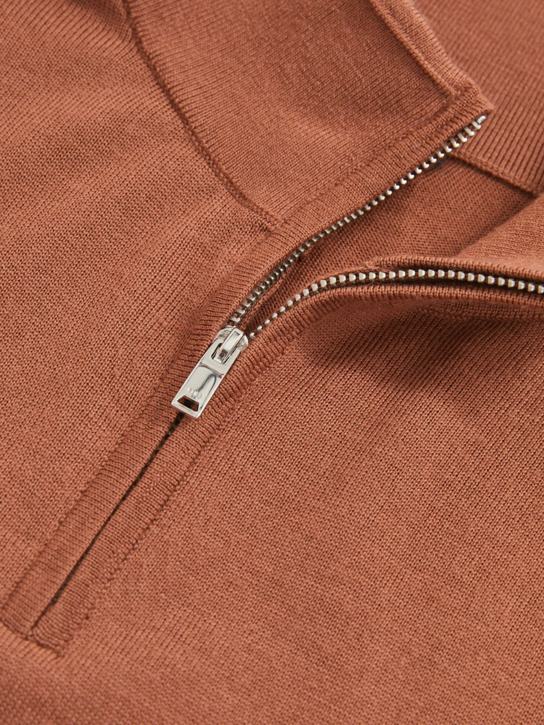 Reiss | Merino Wool Half-Zip Jumper in Cinnamon Brown