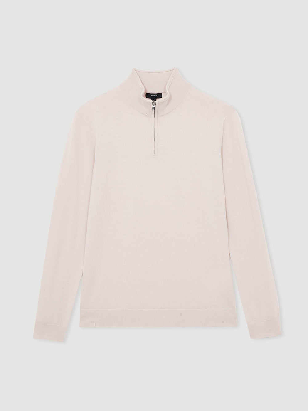 Reiss | Merino Wool Half-Zip Jumper in Beige