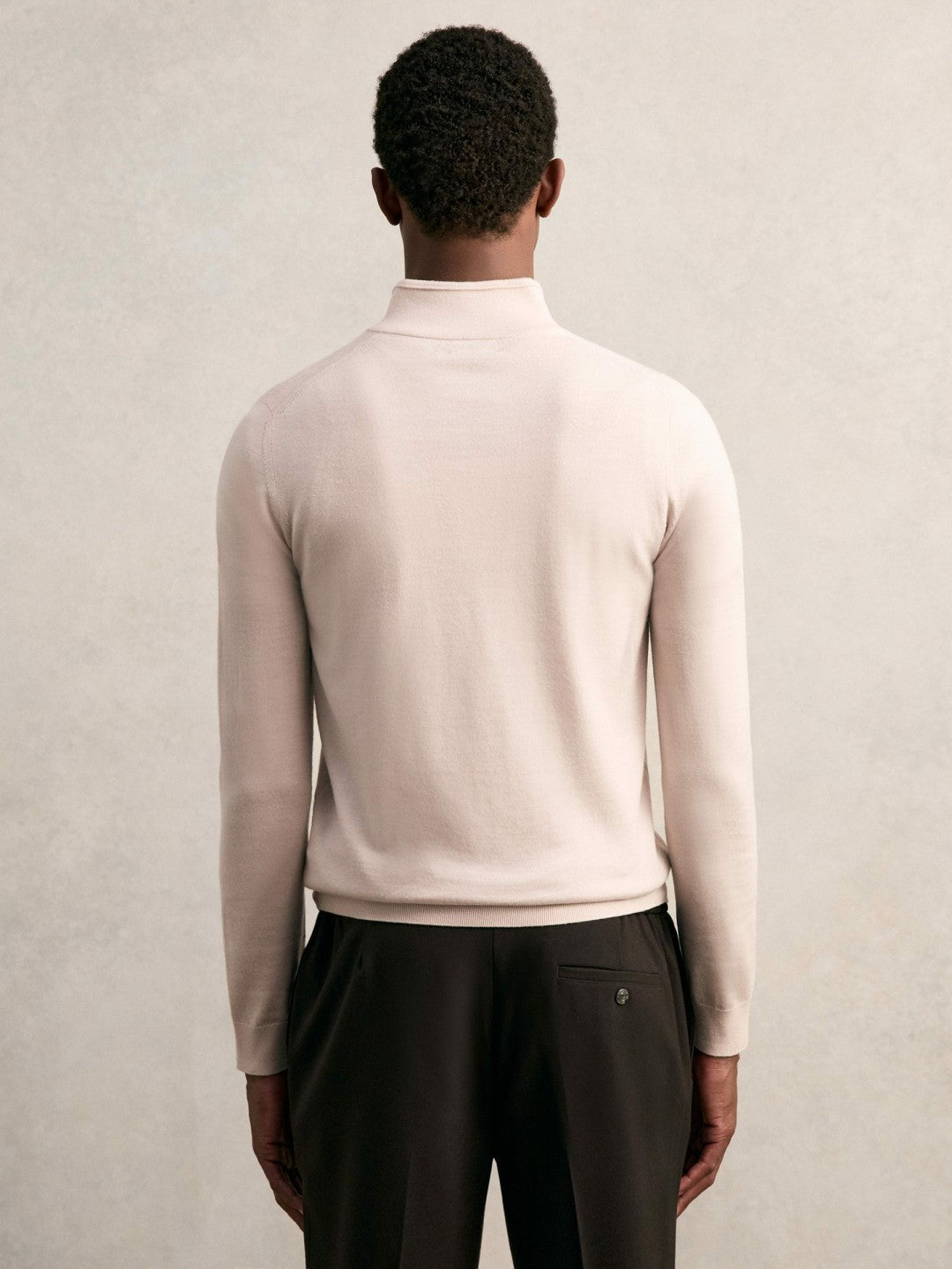 Reiss | Merino Wool Half-Zip Jumper in Beige