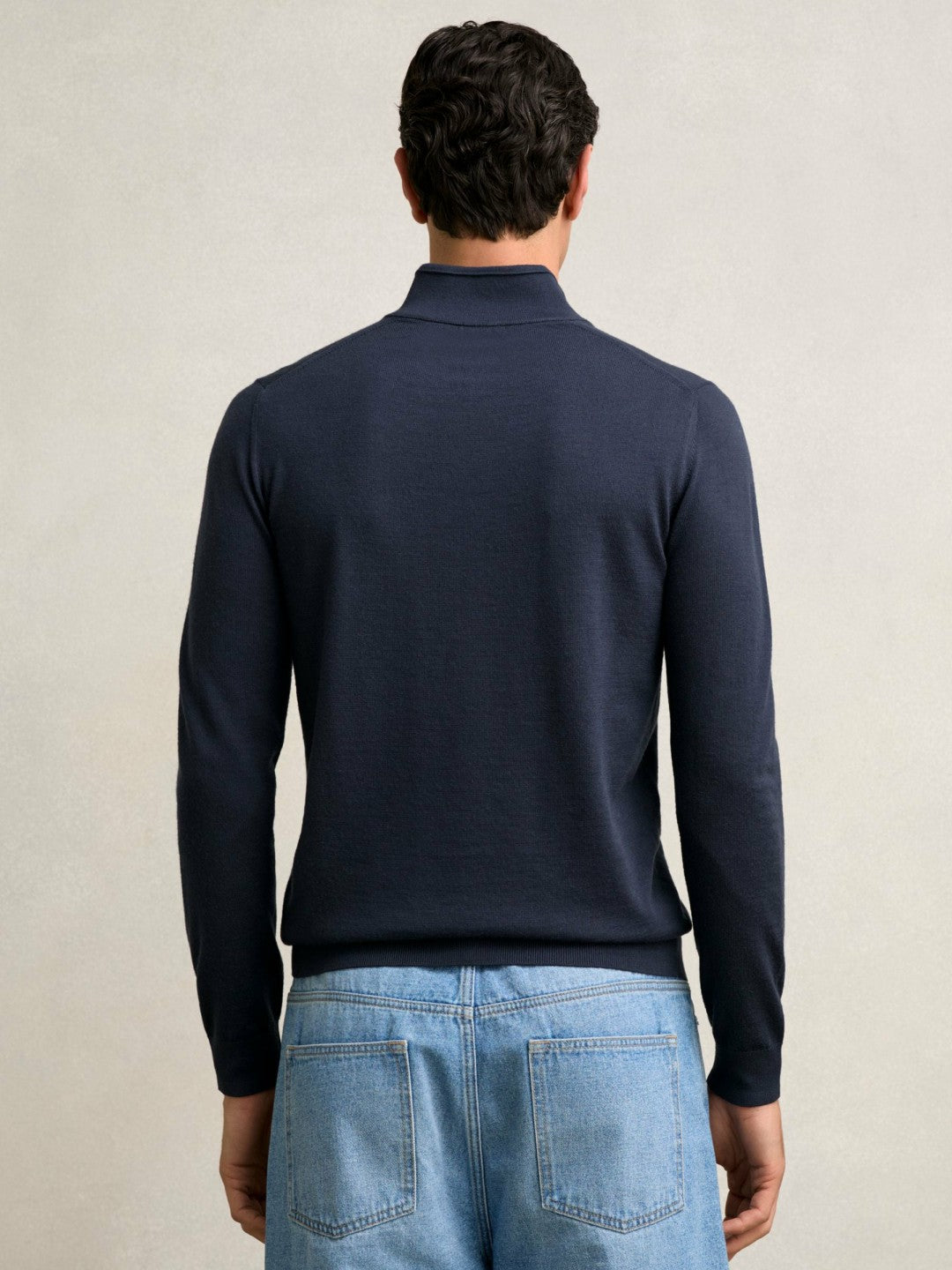 Reiss | Merino Wool Half-Zip Jumper in Midnight Navy