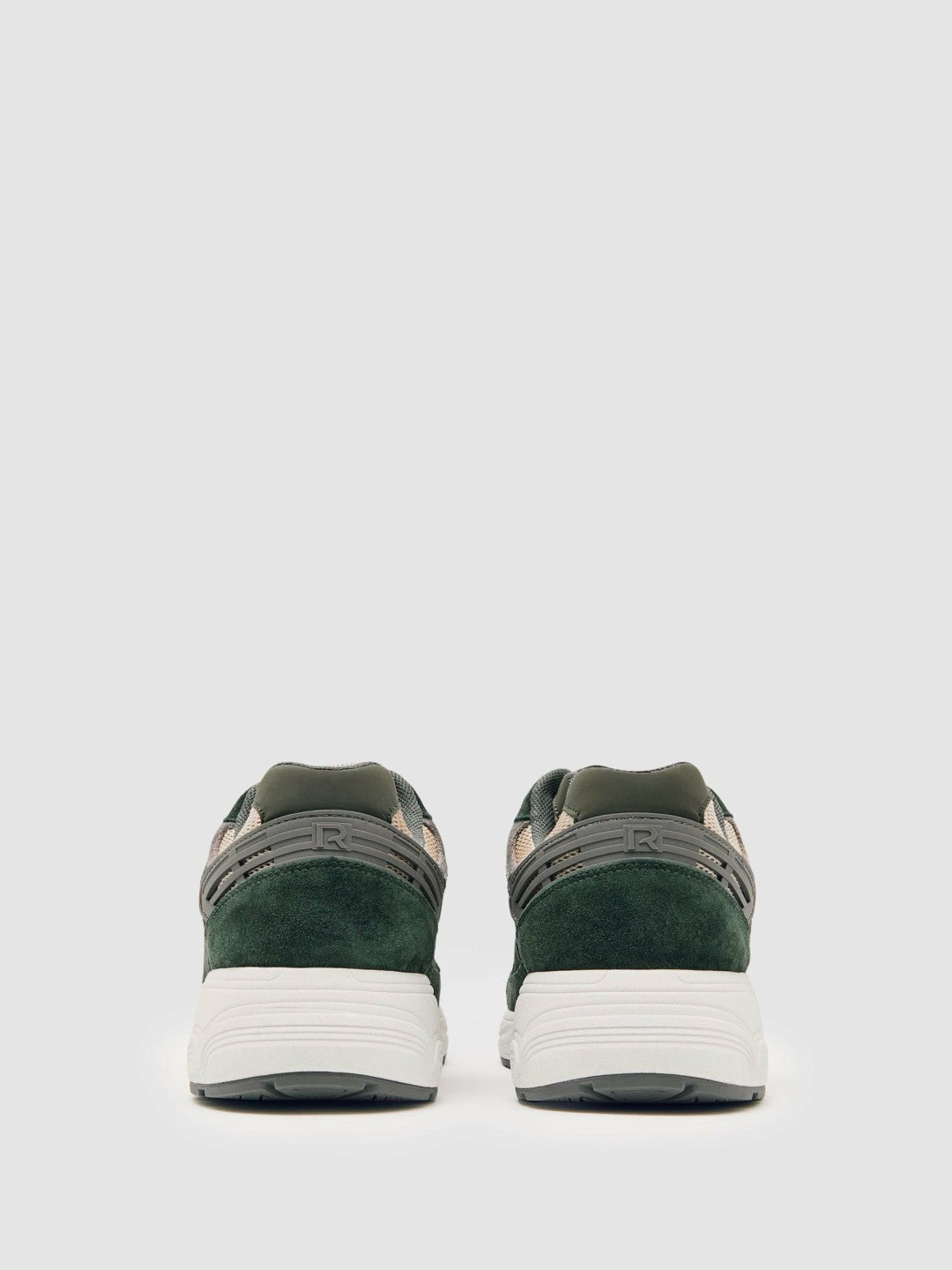 Reiss | Panelled Running Trainers in Forest Green/Stone