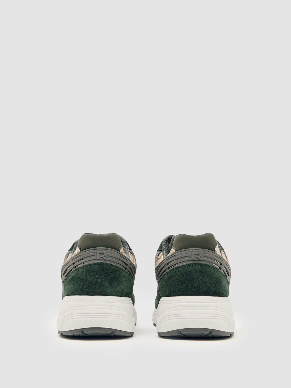 Reiss | Panelled Running Trainers in Forest Green/Stone