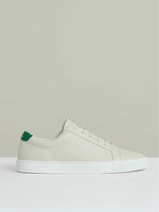 Reiss | Tumbled-Leather Low-Top Trainers in Off White/Green
