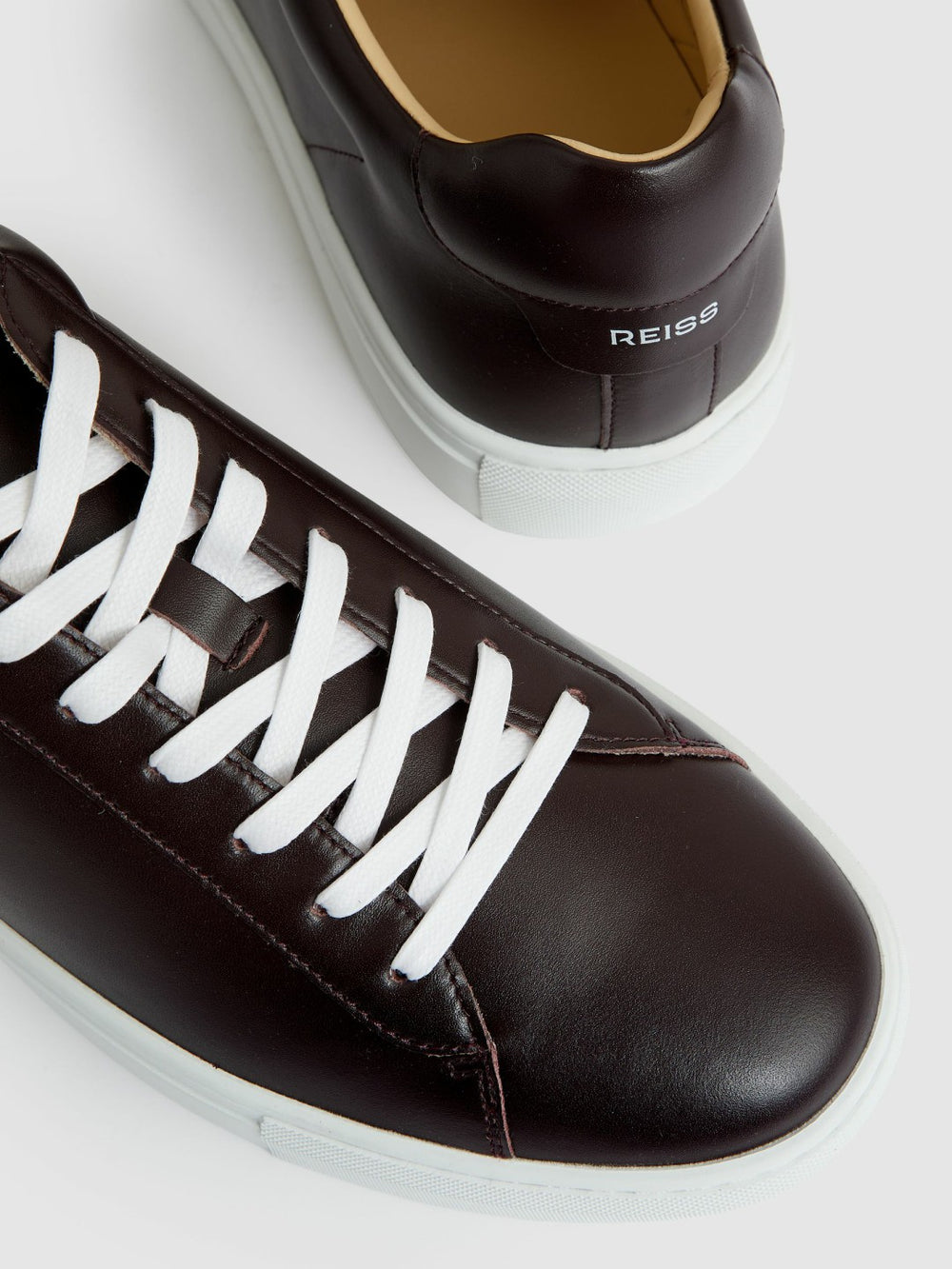 Reiss | Leather Low-Top Trainers in Plum Purple