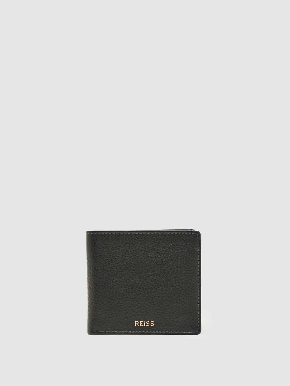 Reiss | Grained Leather Wallet in Chocolate
