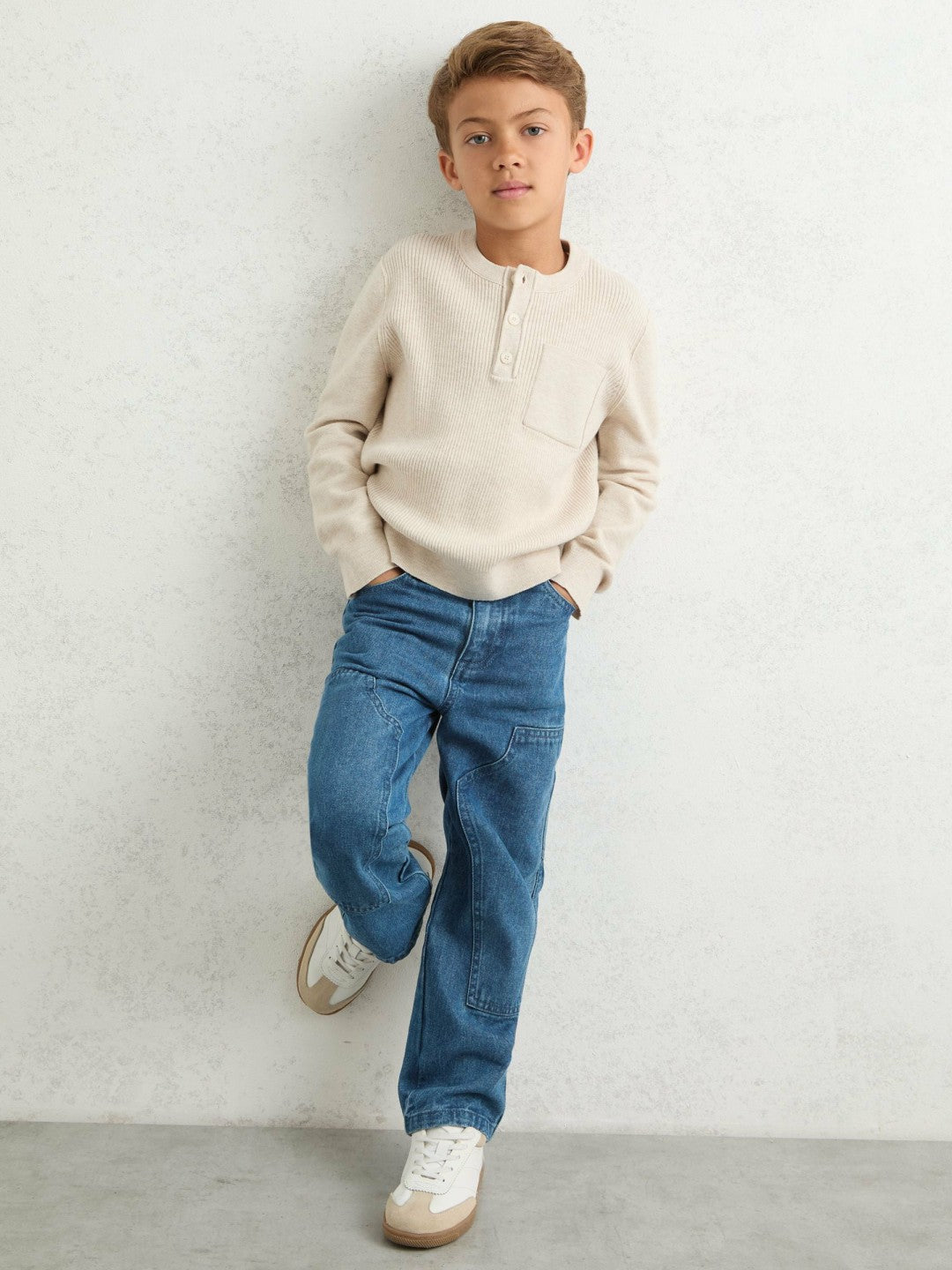 Reiss | 13-14 yrs Straight-Leg Carpenter Jeans in Mid Blue