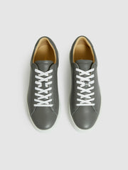 Reiss | Leather Low-Top Trainers in Graphite Grey