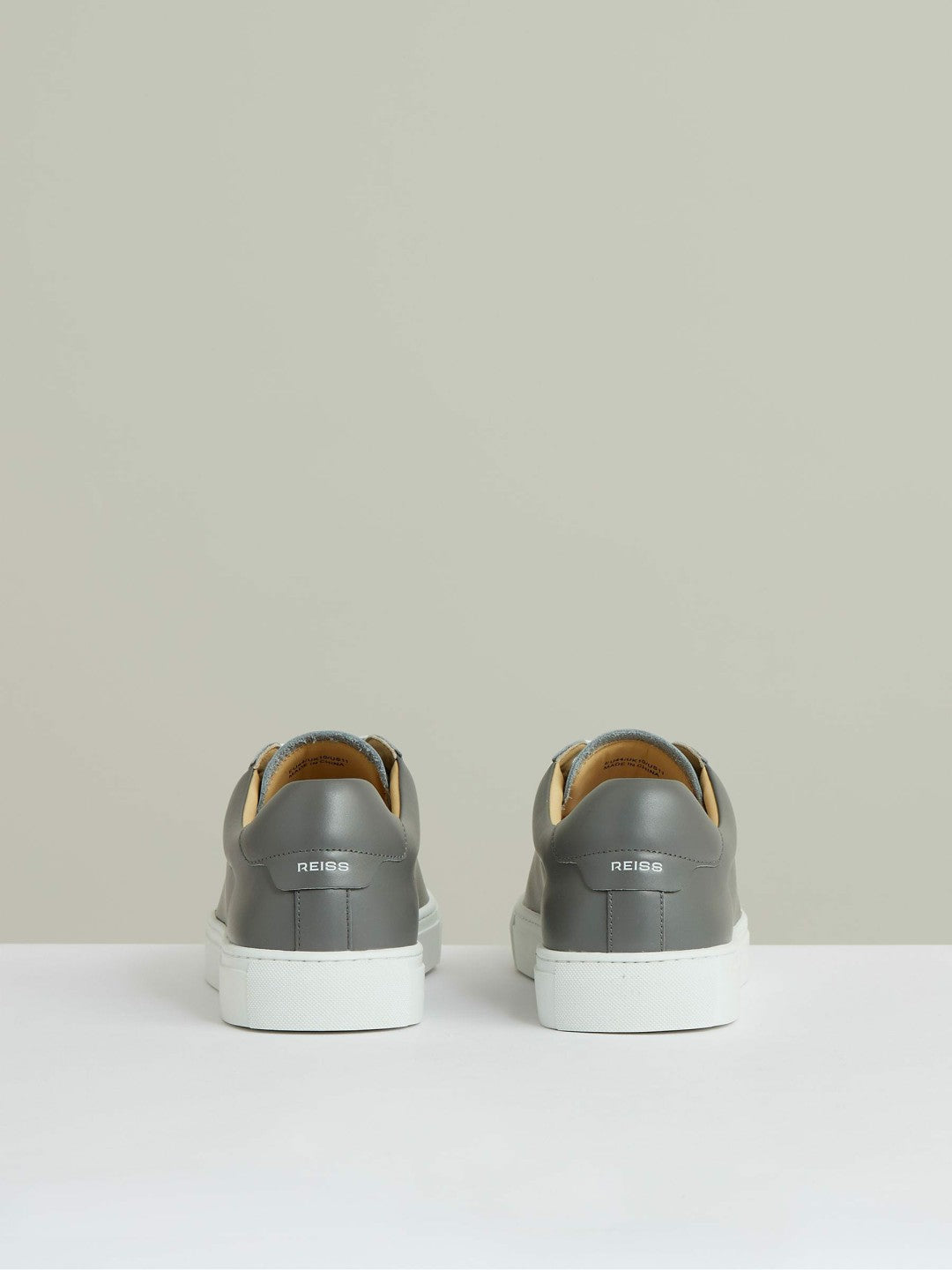 Reiss | Leather Low-Top Trainers in Graphite Grey