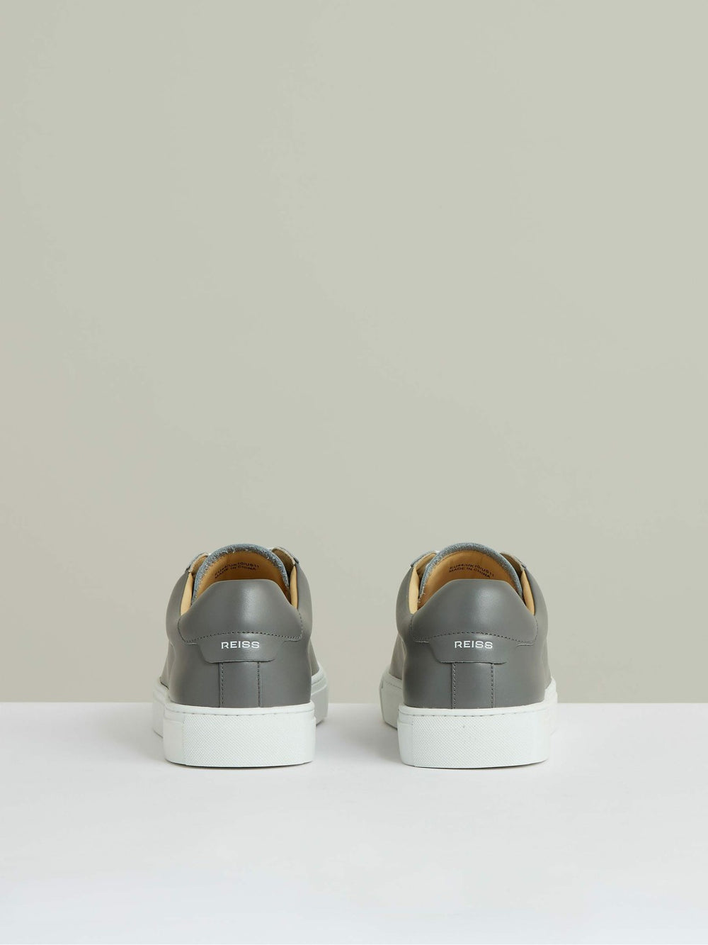 Reiss | Leather Low-Top Trainers in Graphite Grey