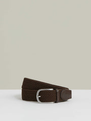 Reiss | Basket Weave Belt in Dark Brown