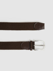 Reiss | Basket Weave Belt in Dark Brown