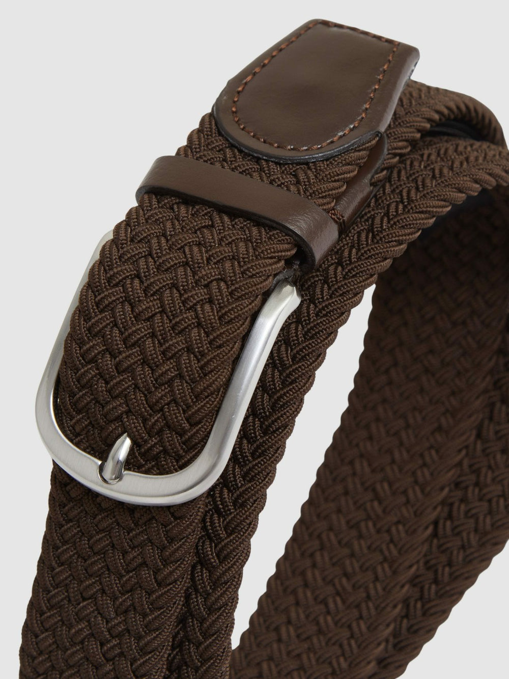 Reiss | Basket Weave Belt in Dark Brown