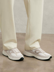 Reiss | Panelled Running Trainers in Off White/Stone