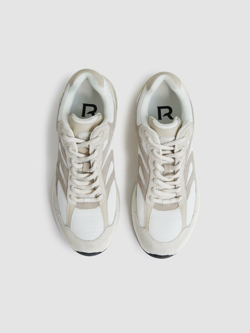Reiss | Panelled Running Trainers in Off White/Stone