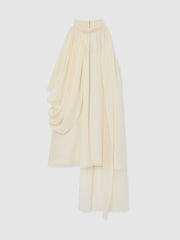Reiss | Draped Chiffon Sleeveless Mini Dress in Ivory