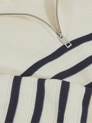 Reiss | 3-9 yrs Cotton-Blend Stripe Half-Zip Jumper in White