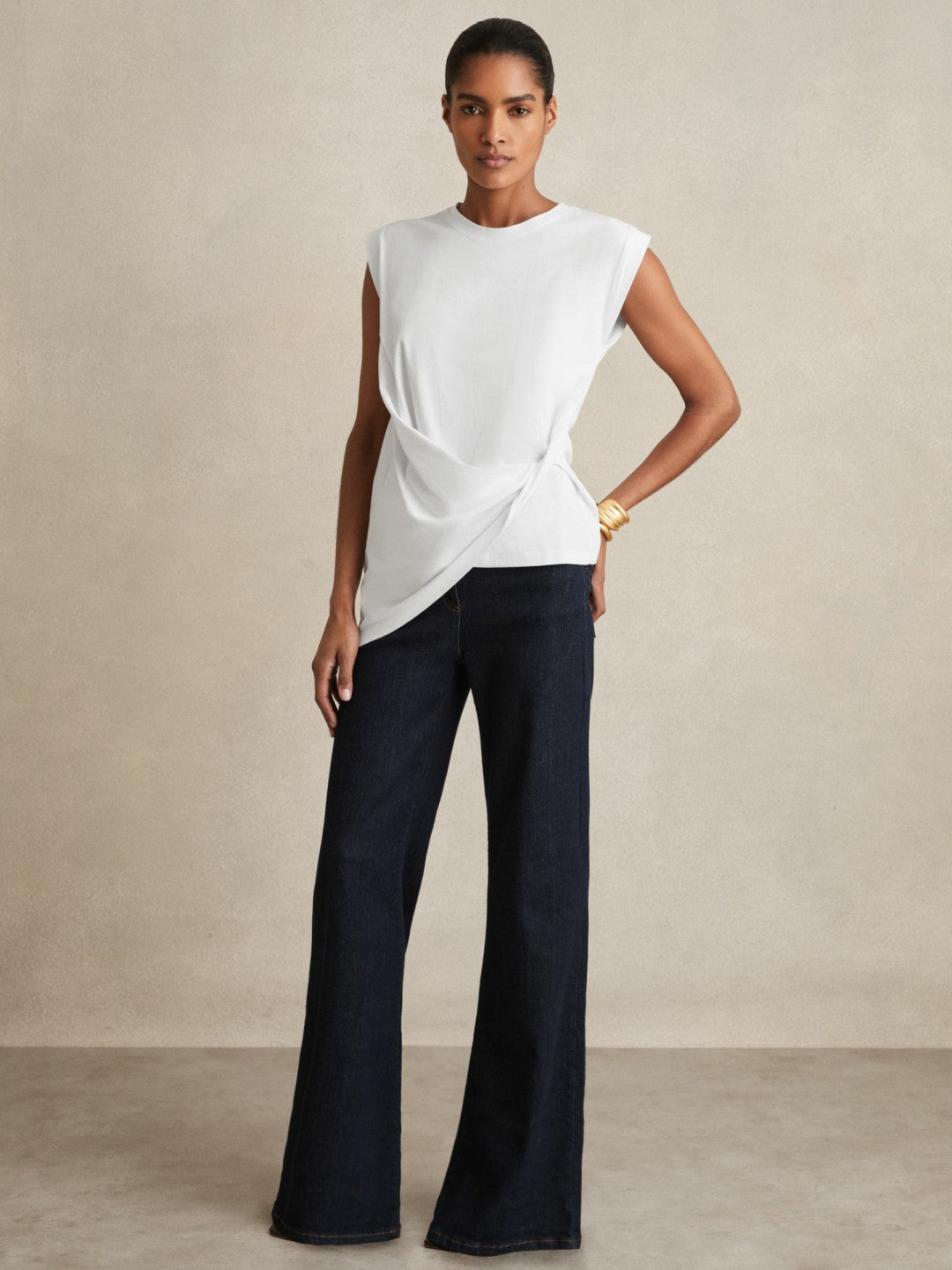 Reiss | Cotton Drape T-Shirt in White
