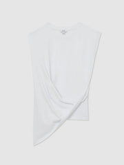 Reiss | Cotton Drape T-Shirt in White