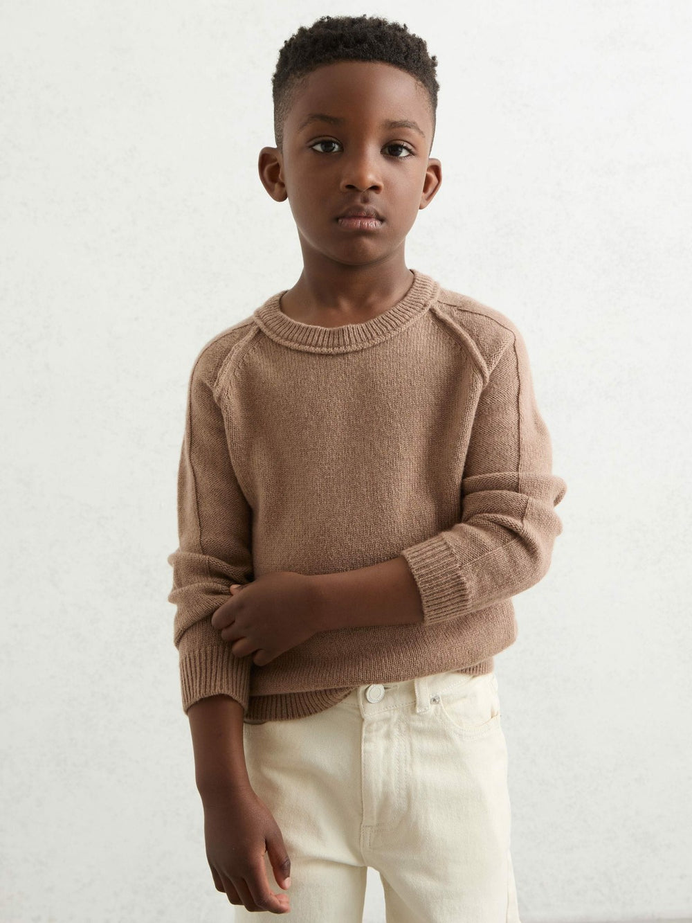 Reiss | 3-9 yrs Wool-Cashmere Reverse-Seam Jumper in Camel