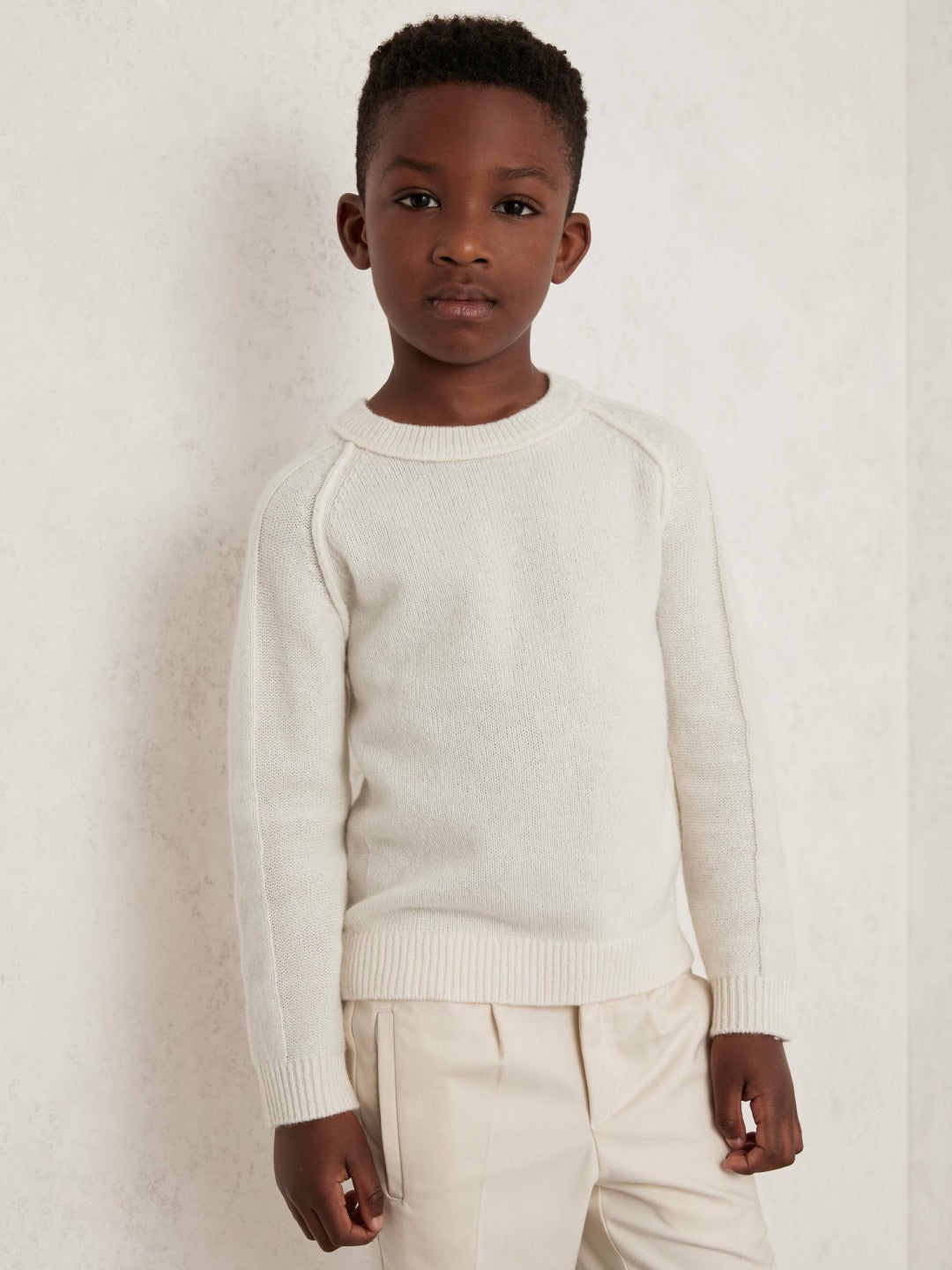 Reiss | 9-13 yrs Wool-Cashmere Reverse-Seam Jumper in Off White