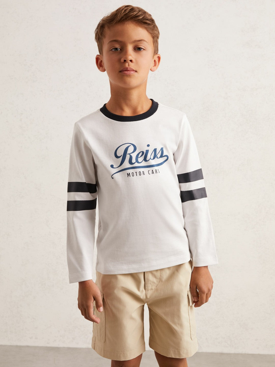 Reiss | 3-9 yrs Cotton Motor Cars Logo T-Shirt in White/Blue