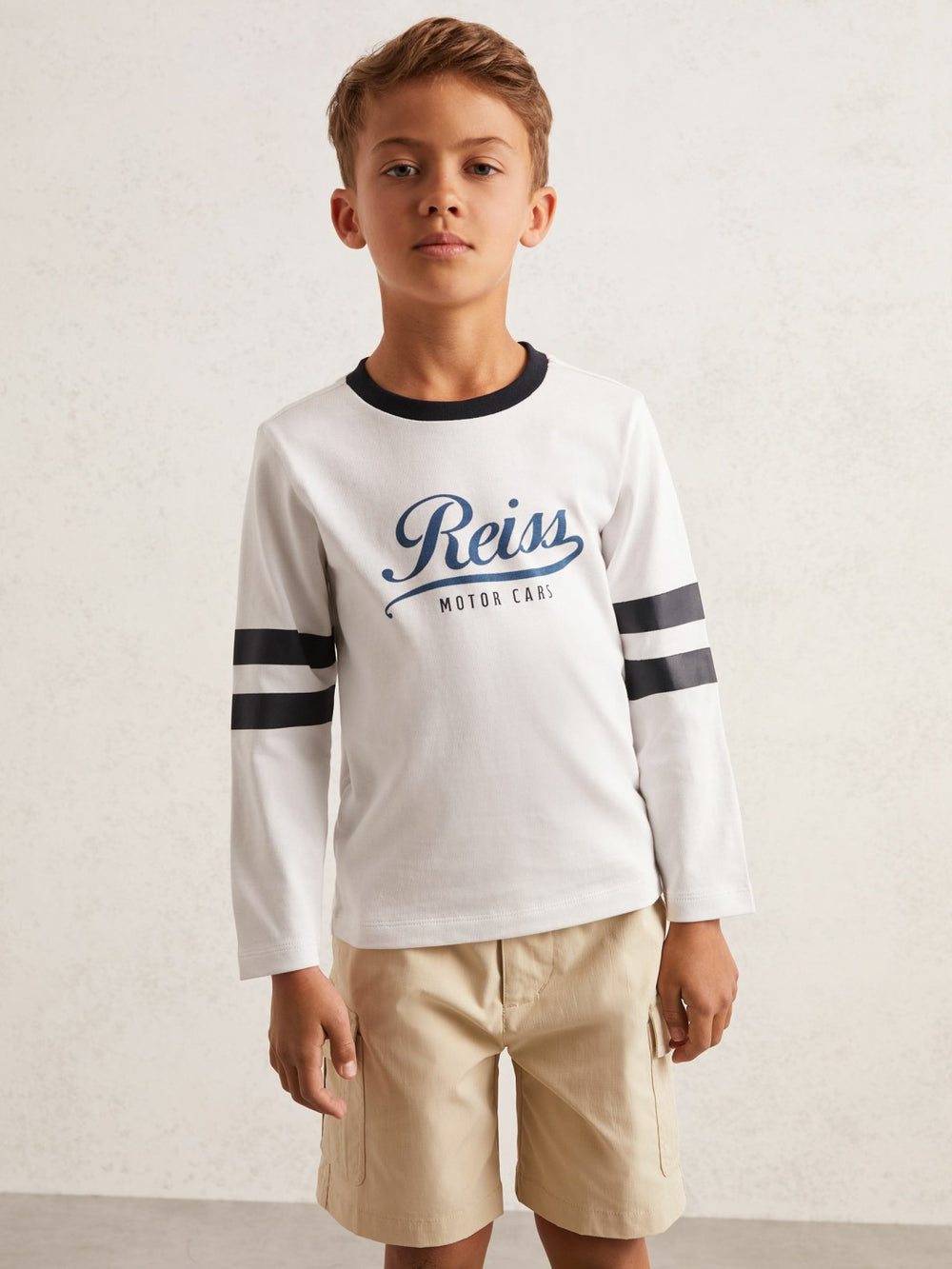 Reiss | 3-9 yrs Cotton Motor Cars Logo T-Shirt in White/Blue