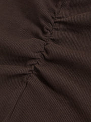 Reiss | 13-14 yrs Cotton Ruched Long-Sleeve T-Shirt with Stretch in Chocolate