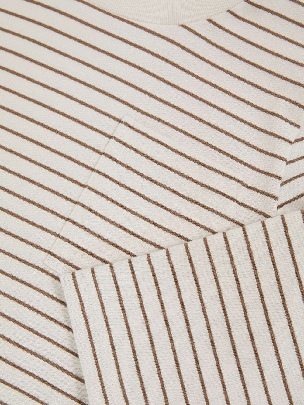Reiss | 9-13 yrs Stretch-Cotton Stripe T-Shirt in Off White/Camel