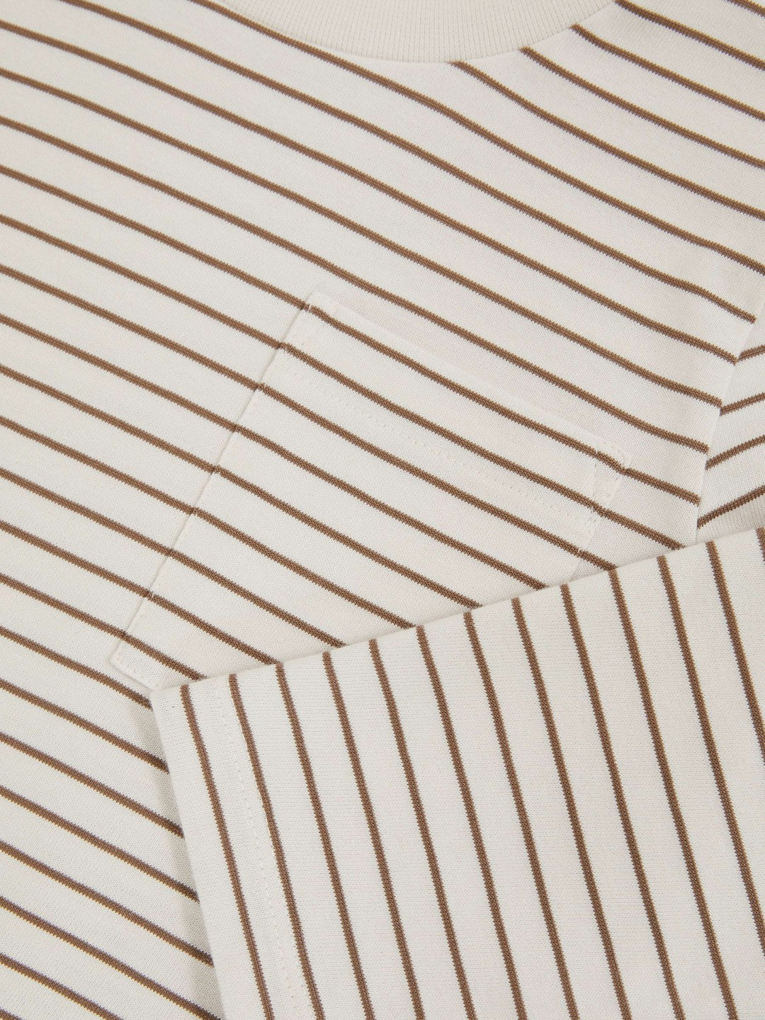 Reiss | 13-14 yrs Stretch-Cotton Stripe T-Shirt in Off White/Camel