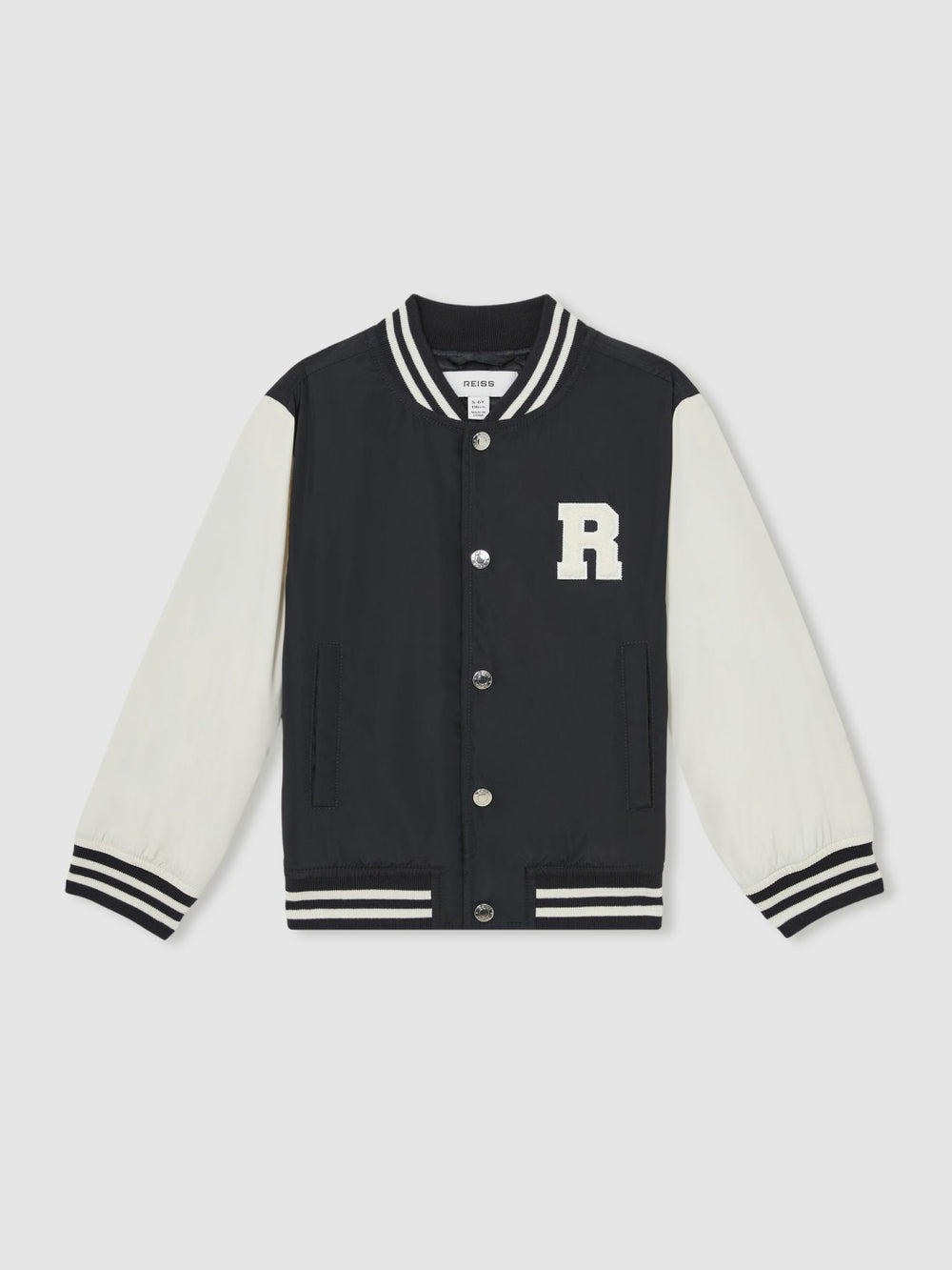 Reiss | 3-9 yrs Colour-Block Varsity Bomber Jacket in Navy/ Off White
