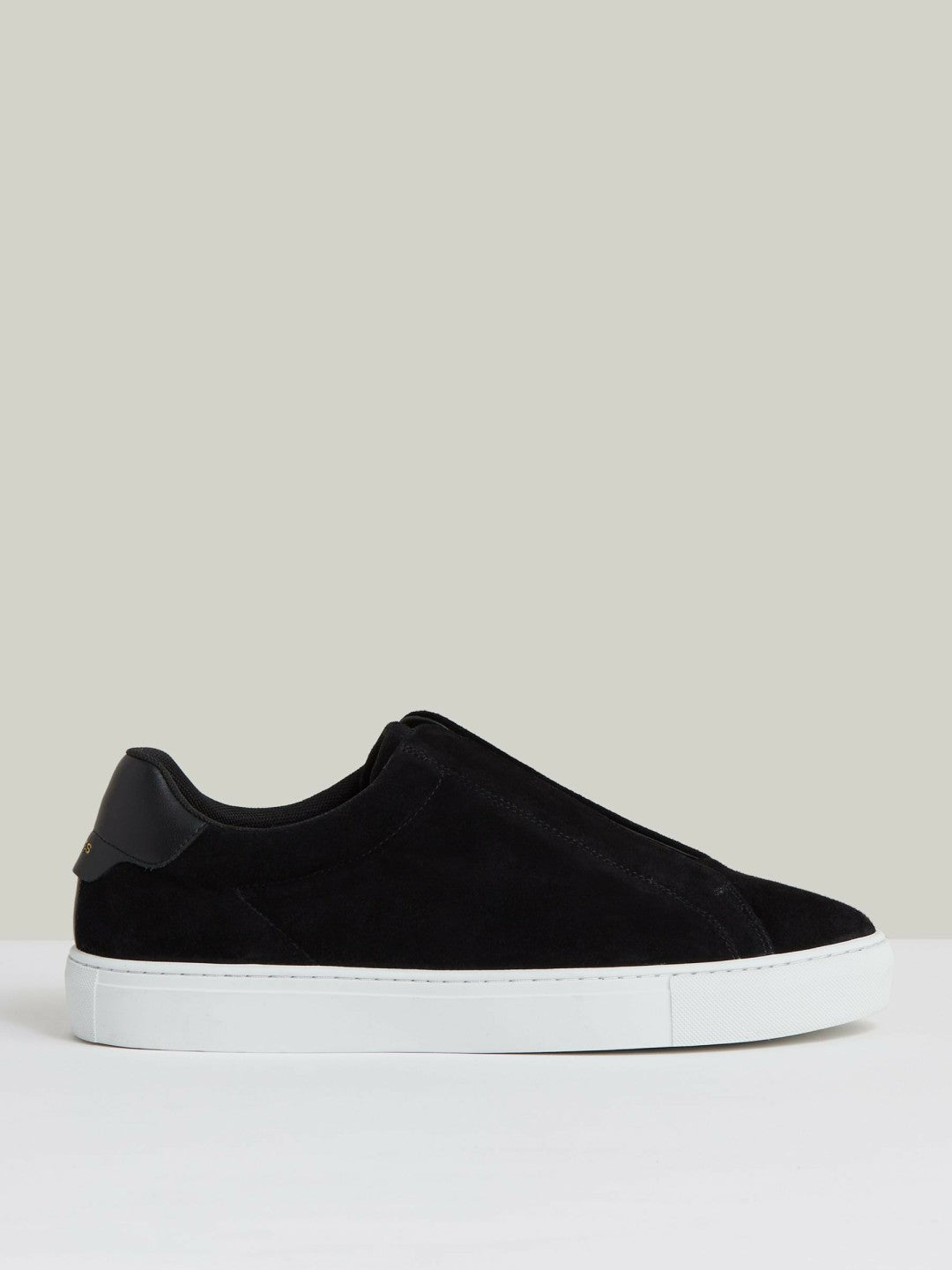 Reiss | Suede Slip-On Elasticated Trainers in Black