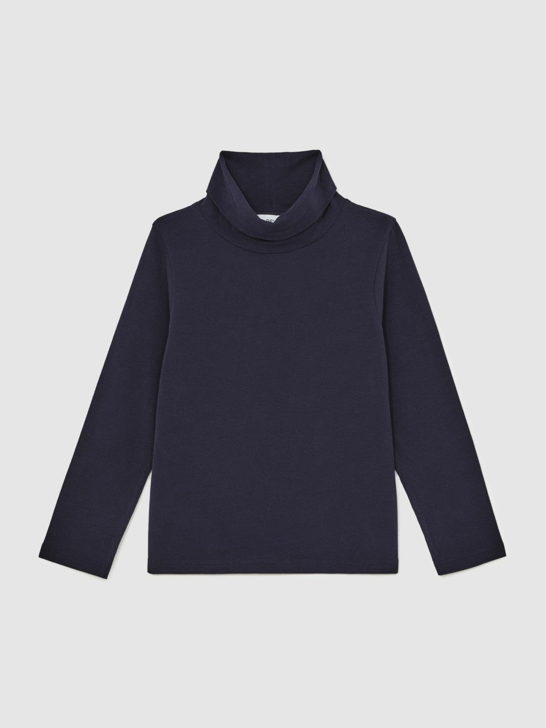 Reiss | 13-14 yrs Cotton-Jersey Roll-Neck Top with Stretch in Navy
