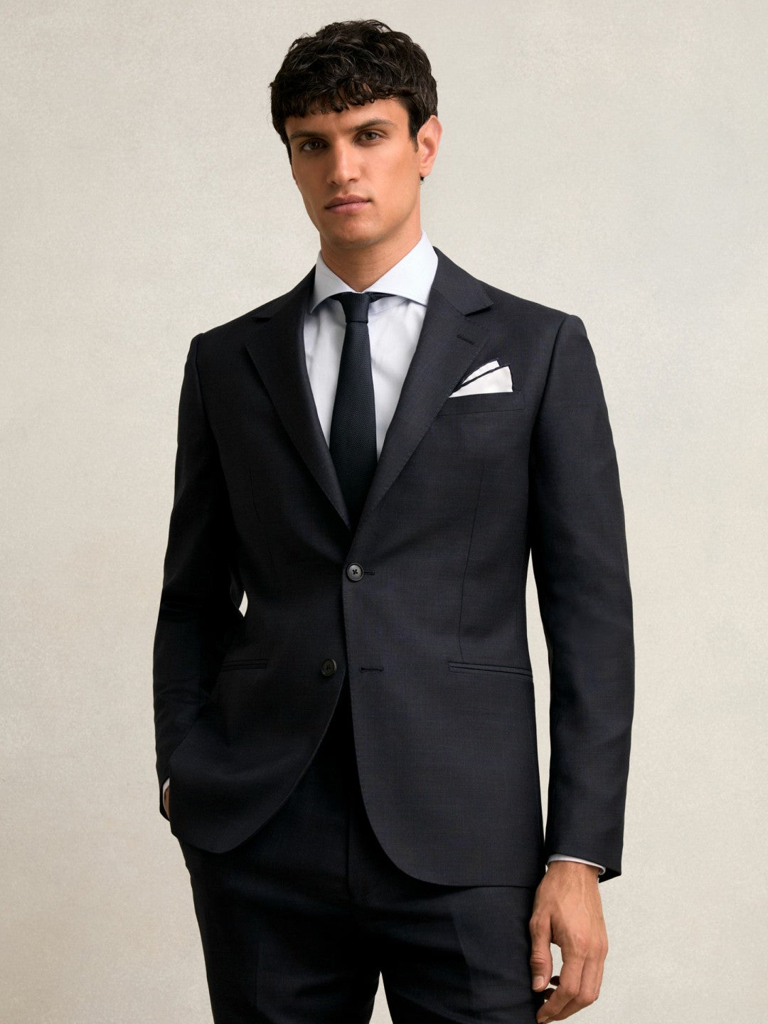 Reiss | Slim-Fit Wool Single Breasted Check Suit Blazer in Navy
