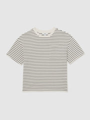 Reiss | 13-14 yrs Cotton-Blend Stripe T-Shirt in White/Navy