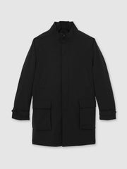 Reiss | Hybrid Removable-Gilet Overcoat in Black