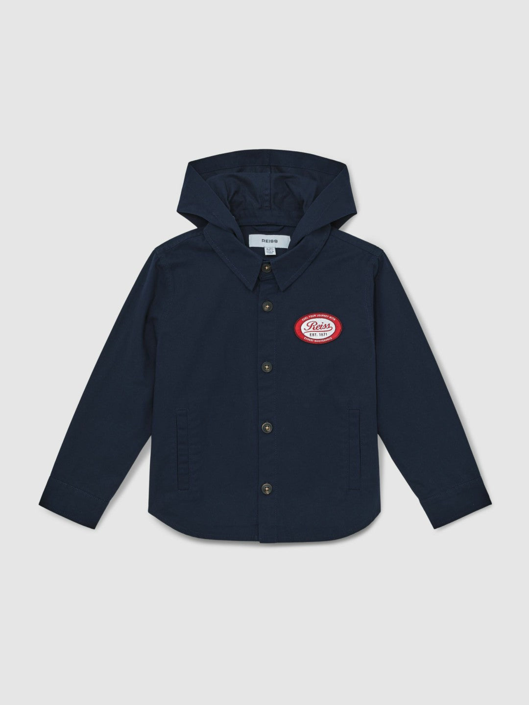 Reiss | Cotton Removable-Hood Motor Cars Jacket in Navy