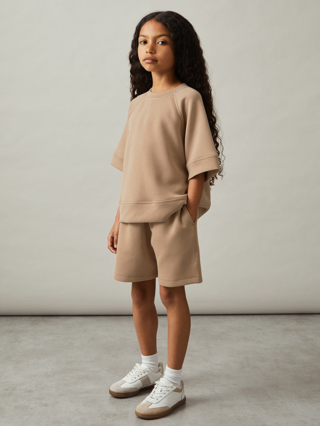 Reiss | 13-14 yrs Modal-Blend Sweatshirt And Shorts Set in Mink