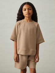 Reiss | 13-14 yrs Modal-Blend Sweatshirt And Shorts Set in Mink