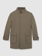 Reiss | Hybrid Removable-Gilet Overcoat in Mushroom Brown